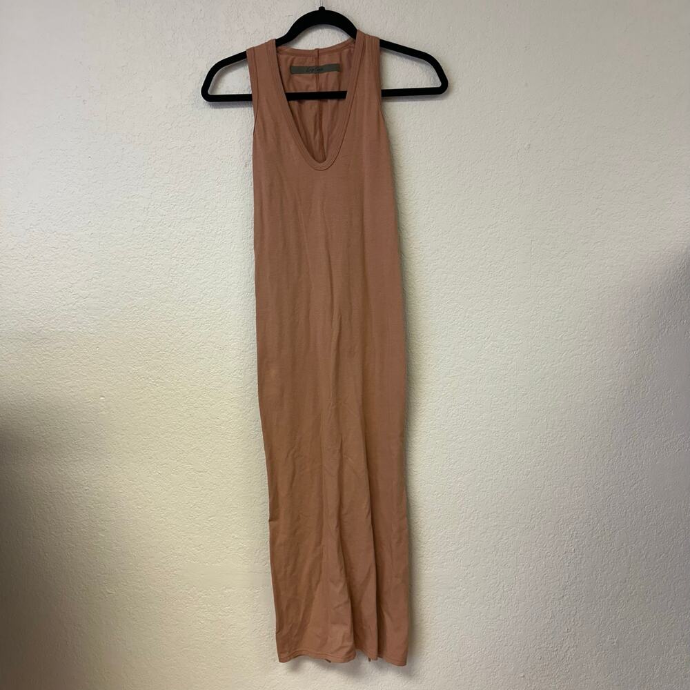 Enza Costa V-Neck Sleeveless Basic Maxi Dress Brown Size Small